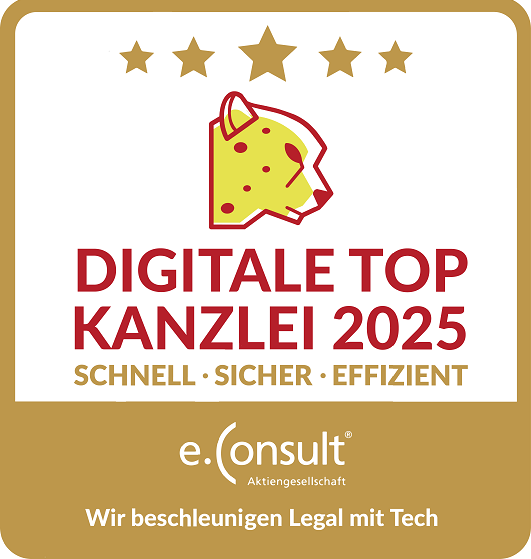 Auszeichnung Digitale Top Kanzlei 2025 von e.Consult